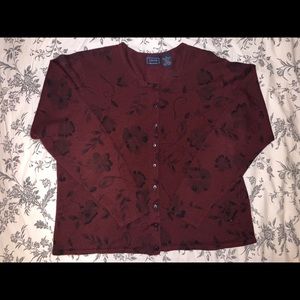 Burgundy Floral Cardigan